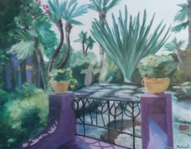 Malerei mit dem Titel "Jardin Marocain" von Anne Dahirel, Original-Kunstwerk