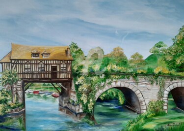 Peinture intitulée "Le Vieux Moulin de…" par Anne Dahirel, Œuvre d'art originale, Huile Monté sur Châssis en bois