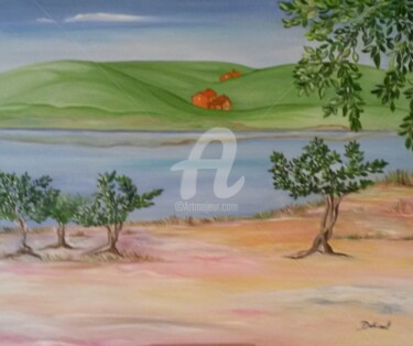 Картина под названием "Lac de st Gatien" - Anne Dahirel, Подлинное произведение искусства, Масло