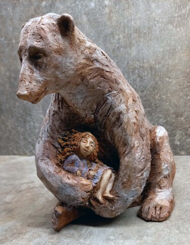 Sculptuur getiteld "Blottie dans les br…" door Anne Daucourt, Origineel Kunstwerk, Terra cotta