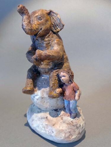 Sculpture titled "Un peu faché avec m…" by Anne Daucourt, Original Artwork, Ceramics