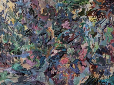 Peinture intitulée "Fleurs de velours" par Anne Dehut, Œuvre d'art originale, Huile Monté sur Panneau de bois