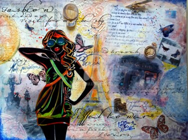 Collages intitolato "La parisienne" da Anne D'Orion, Opera d'arte originale, Ritagli
