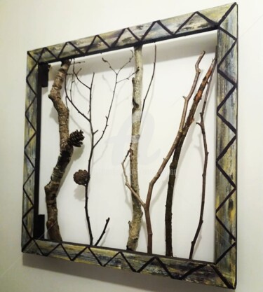 Skulptur mit dem Titel "Wooden nature art" von Anne D'Orion, Original-Kunstwerk, Acryl Auf Keilrahmen aus Holz montiert