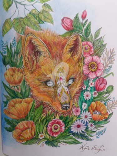 Drawing titled "Animaux merveilleux…" by Anne D'Orion, Original Artwork, Pencil