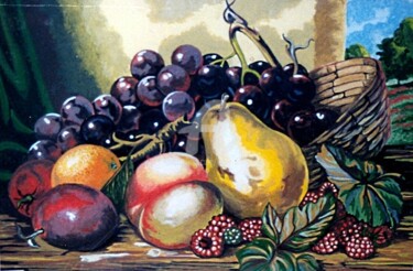 Painting titled "Panier champêtre" by Anne D'Orion, Original Artwork, Acrylic