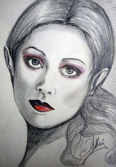Drawing titled "Natacha" by Anne D'Orion, Original Artwork, Pencil
