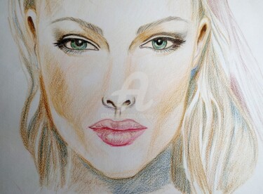 Drawing titled "Angelina" by Anne D'Orion, Original Artwork, Pencil
