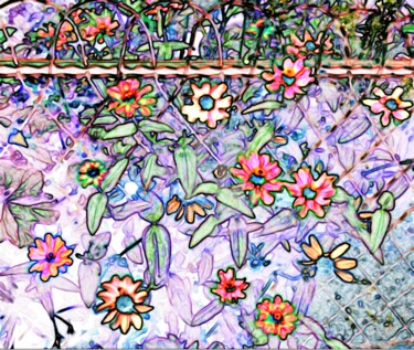 Arts numériques intitulée "Fleurs en cage" par Anne D'Orion, Œuvre d'art originale, Peinture numérique