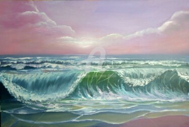 Painting titled "Douceur marine" by Anne D'Orion, Original Artwork, Oil