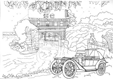 Drawing titled "Au Moulin de Vernon…" by Anne D'Orion, Original Artwork, Ink