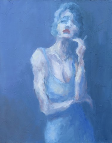 「Blue velvet」というタイトルの絵画 Philippe Guerryによって, オリジナルのアートワーク, オイル