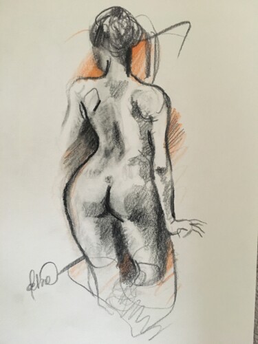 Drawing titled "Esquisse dos" by Anne Emmanuelle Debre, Original Artwork, Graphite