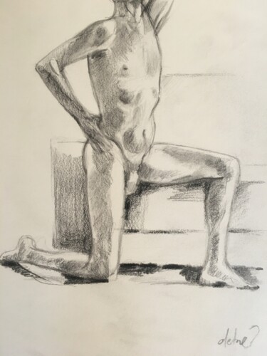 Drawing titled "L’inconnu" by Anne Emmanuelle Debre, Original Artwork, Graphite