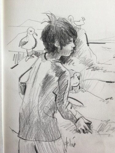 Drawing titled "Clément, Glenan" by Anne Emmanuelle Debre, Original Artwork, Pencil