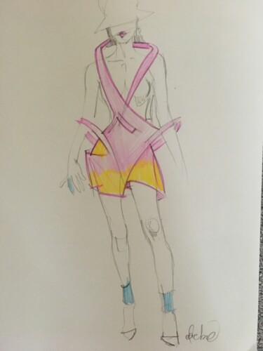 Création mode Drawing titled "Création mode" by Anne Emmanuelle Debre, Original Art, Pencil