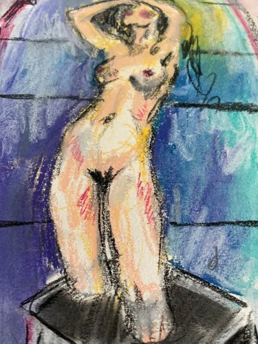 Drawing titled "Socle 1" by Anne Emmanuelle Debre, Original Artwork, Pastel