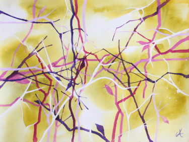Peinture intitulée "Branches abstraites" par Anne Fayet-Massat, Œuvre d'art originale, Aquarelle