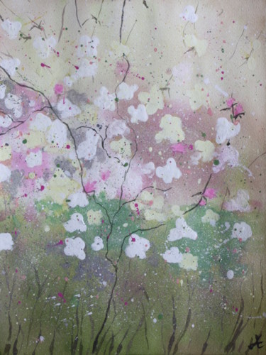 Peinture intitulée "Fleurs ou papillons…" par Anne Fayet-Massat, Œuvre d'art originale, Gouache