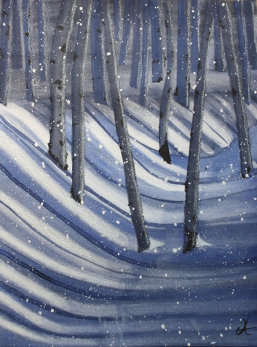 Peinture intitulée "Forêt aux ombres ra…" par Anne Fayet-Massat, Œuvre d'art originale, Aquarelle