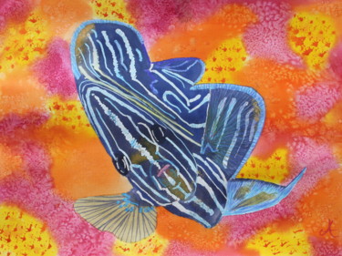 Peinture intitulée "Poisson" par Anne Fayet-Massat, Œuvre d'art originale, Aquarelle