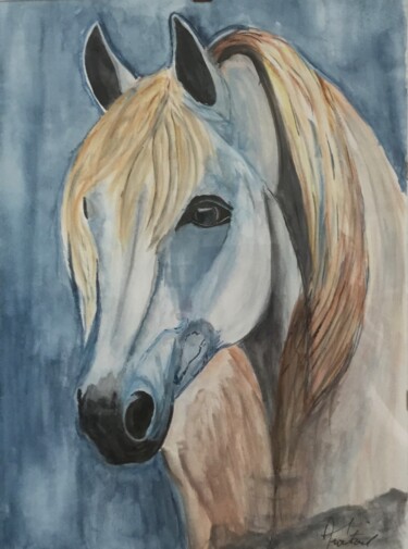 Peinture intitulée "Portrait de cheval…" par Anne Fortoul, Œuvre d'art originale, Aquarelle