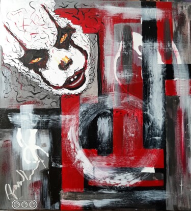 Peinture intitulée "Le clown" par Anne Fortoul, Œuvre d'art originale, Acrylique