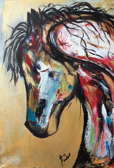 Peinture intitulée "Tete de  cheval" par Anne Fortoul, Œuvre d'art originale, Huile