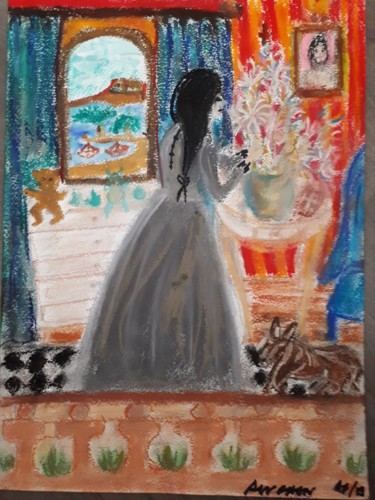 Peinture intitulée "La vaine attente" par Anne Gagnière, Œuvre d'art originale, Pastel Monté sur Autre panneau rigide