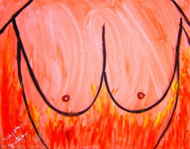 Peinture intitulée "Des seins en enfer" par Anne Geritzen, Œuvre d'art originale, Huile