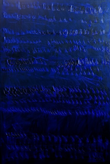 Painting titled "PRINT BLUE" by Anne Girault Bardaud, Original Artwork, Acrylic