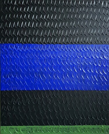 Painting titled "RELIEF BLACK BLUE B…" by Anne Girault Bardaud, Original Artwork, Acrylic