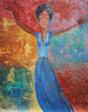 Painting titled "La Danseuse" by Anne Gobin, Original Artwork, Acrylic Mounted on Wood Stretcher frame