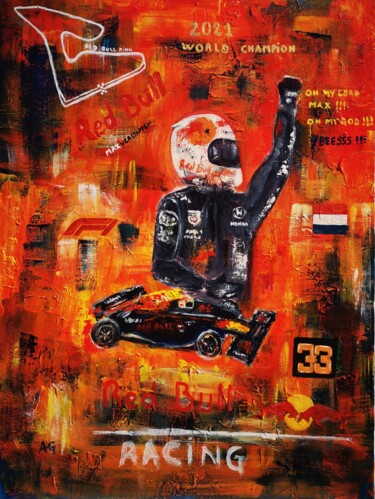 Pittura intitolato "Verstappen" da Anne Gobin, Opera d'arte originale, Acrilico Montato su Telaio per barella in legno