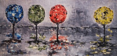 Pintura titulada "Saisons d'arbres" por Anne Gobin, Obra de arte original, Acrílico Montado en Bastidor de camilla de madera