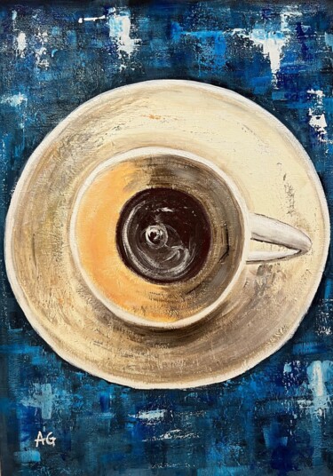 Pintura titulada "Tasse de café" por Anne Gobin, Obra de arte original, Acrílico Montado en Bastidor de camilla de madera