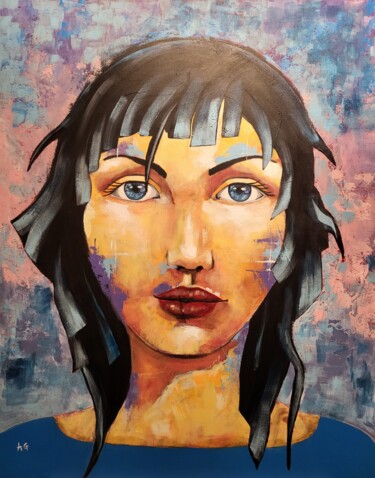 Painting titled "Alma" by Anne Gobin, Original Artwork, Acrylic Mounted on Wood Stretcher frame
