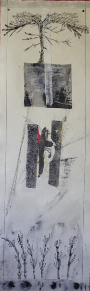 Textile Art με τίτλο "végétal  2" από Anne Guerrant, Αυθεντικά έργα τέχνης, Νήμα Τοποθετήθηκε στο Μέταλλο