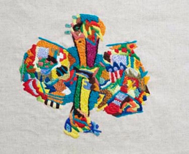 纺织艺术 标题为“oiseau "oeuvres tex…” 由Anne Guerrant, 原创艺术品, 刺绣