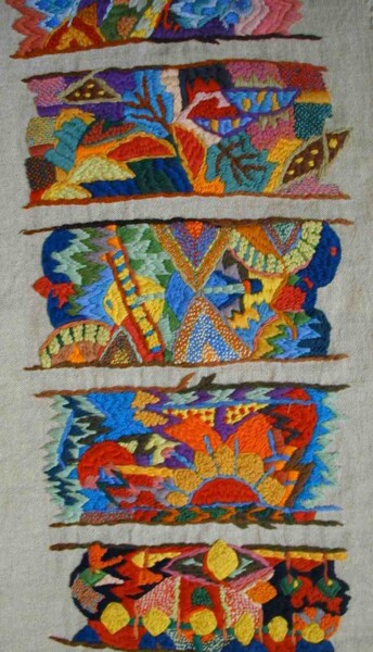 Textile Art με τίτλο "broderie-paysage-art" από Anne Guerrant, Αυθεντικά έργα τέχνης, Κέντημα