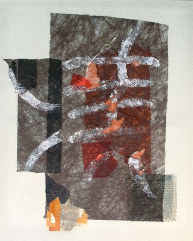 Collages titled "TAN 3909" by Anne Guerrant, Original Artwork, Textiles