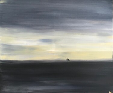Painting titled "Horizon, un matin ,…" by Anne Halléguen, Original Artwork, Acrylic