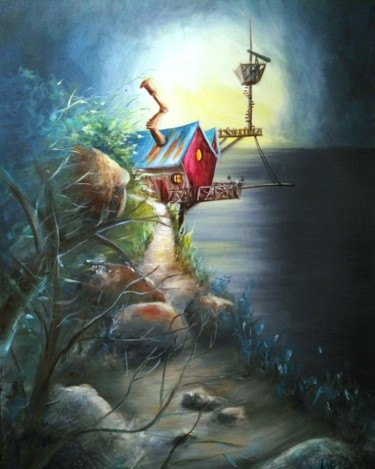 Картина под названием "La Vigie" - Anne Hamelin, Подлинное произведение искусства, Акрил Установлен на Деревянная рама для н…