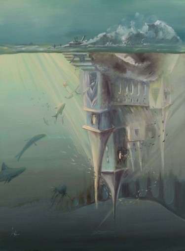 Pintura titulada "Fantasy sea home" por Anne Hamelin, Obra de arte original, Acrílico