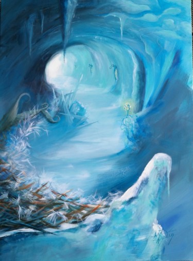 Malarstwo zatytułowany „In a Fantastik ice…” autorstwa Anne Hamelin, Oryginalna praca, Akryl Zamontowany na Drewniana rama n…