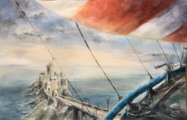Painting titled "Escale au fort" by Anne Hamelin, Original Artwork, Watercolor