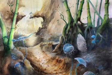 Peinture intitulée "Medusé!" par Anne Hamelin, Œuvre d'art originale, Aquarelle
