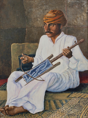 Painting titled "The Rababa Player" by Anne Heather Moore, Original Artwork, Acrylic