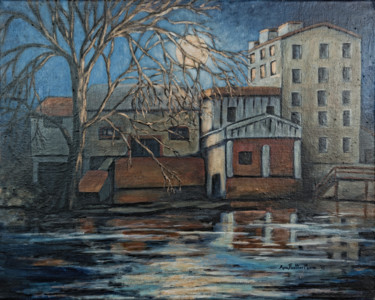 Painting titled "The Flour Mill in M…" by Anne Heather Moore, Original Artwork, Oil