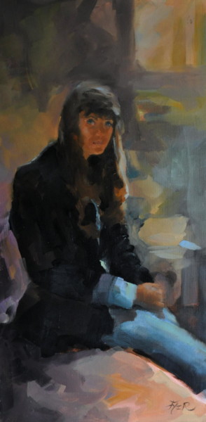 Pittura intitolato "adolescence-80x40.j…" da Anne-Isabelle Roubaï, Opera d'arte originale, Olio